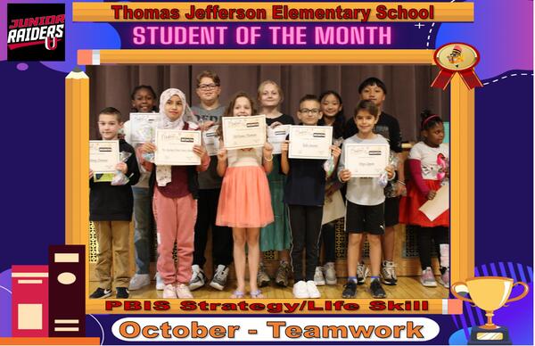Jefferson's Student of the Month for Grades 4-6