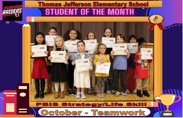 Jefferson's Student of the Month for Grades K-3